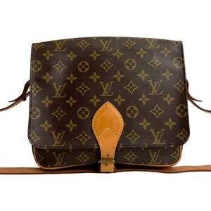 LOUIS VUITTON Authentic Brown Monogram Leather Pochette Shoulder Bag